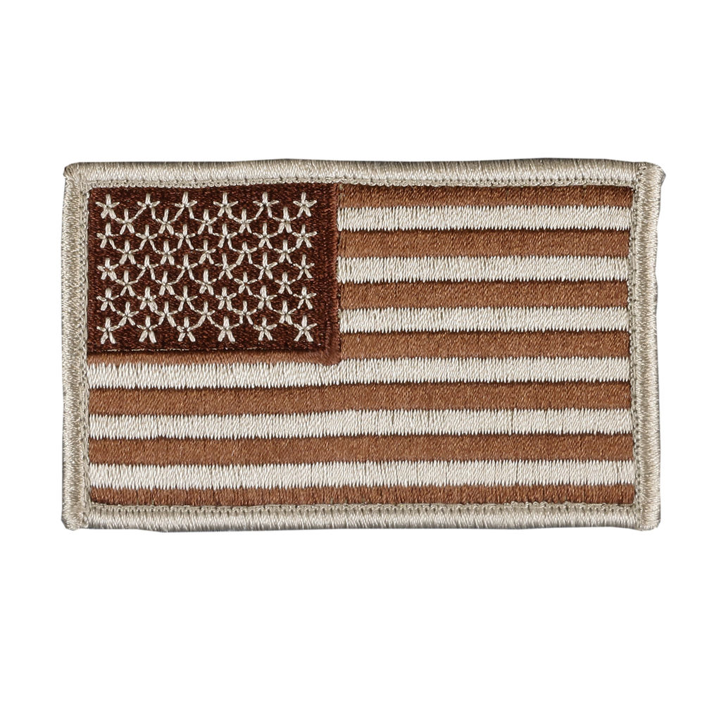 Brown United States American Flag USA Tactical Canvas Patch Decal 3" X 2" 